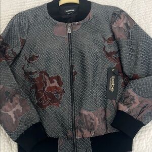 Bebe Gray and Maroon Bomber Jacket